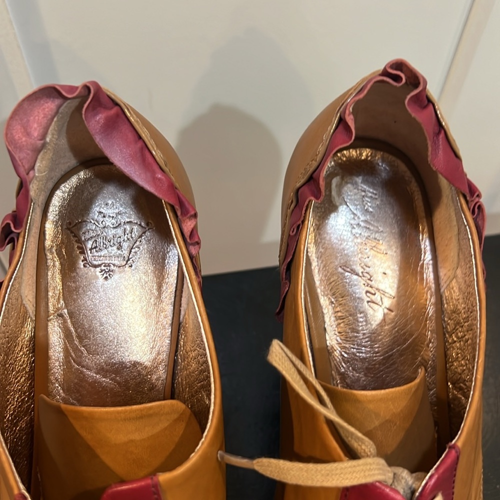 Miss Albright anthropologie heel ruffle Oxford shoes 9 bridgerton - Picture 6 of 6